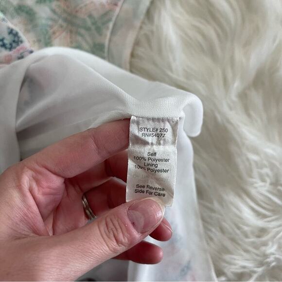 🦃5 for $25🦃 CAbi #250 Mosaic Mint Tiered Lovely Day Collection Blouse S - Picture 6 of 6